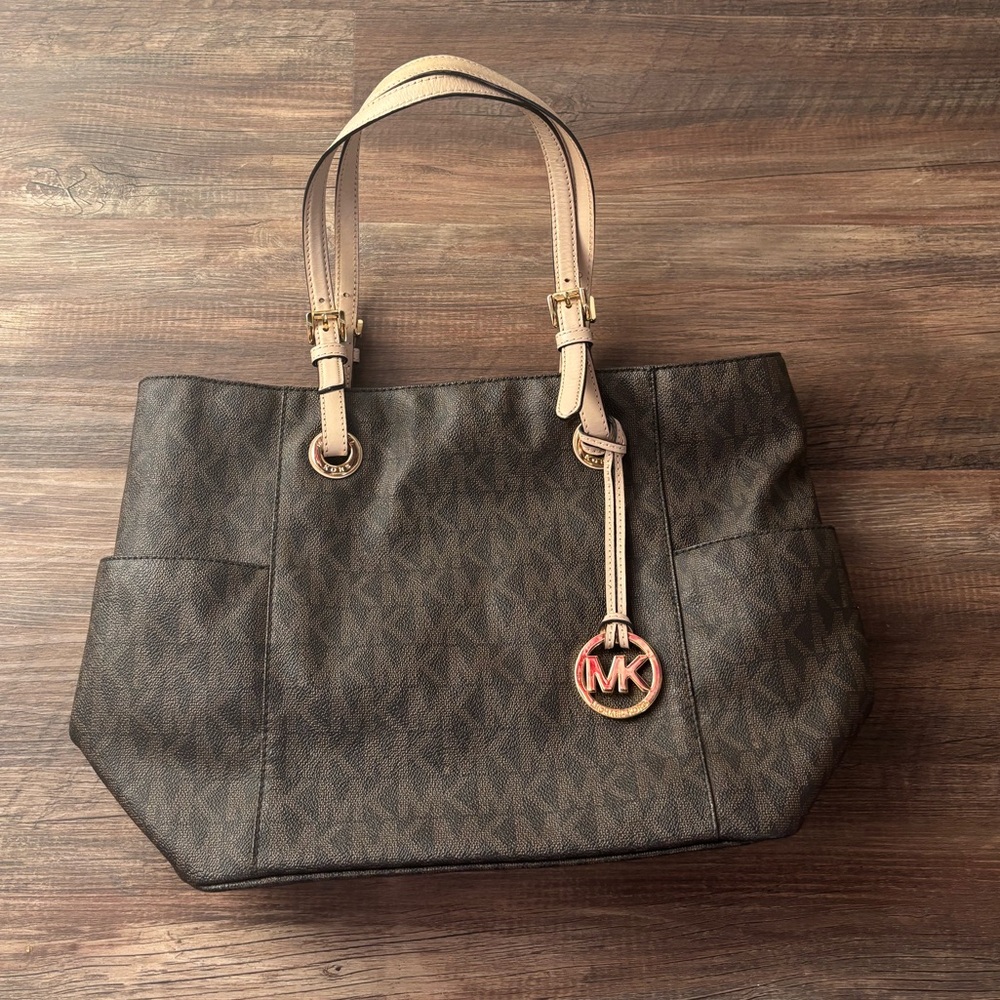Michael Kors Brown Signature Jet Set Tote